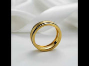 Brush-polished Men's Wedding Band with Black Enamel Lining