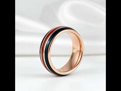8mm Dome Multi-Color Tungsten Men's Wedding Band