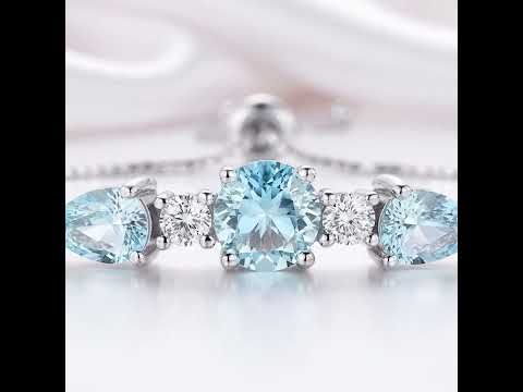 Elegant Azure Round & Pear Cut Bracelet