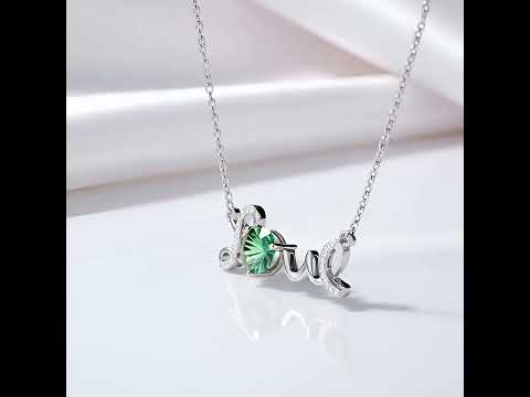 1.0 Ct Round Cut Diamond Birthstone Love Design Necklace