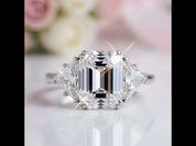 18K White Gold 5ct Emerald Cut Diamond Option Engagement Ring