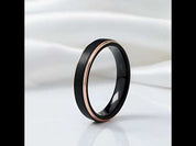 4mm Black with Rose Gold Tungsten Carbide Women's Ring Band