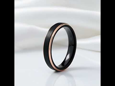 4mm Black with Rose Gold Tungsten Carbide Women's Ring Band