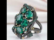 Handmade Branch Snake Ring with Natural Green Agate