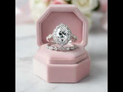 Milgrain Halo Oval Cut Vintage Wedding Set