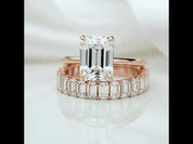 Yellow Gold 3.5ct Emerald Cut Engagement Ring & Emerald Cut Band