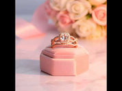 18K Rose Gold Cushion Cut 1.0 Ct Diamond Option Halo Engagement Ring