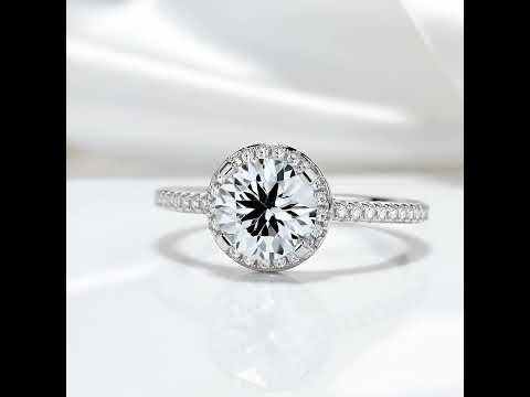 1.0 Ct Round Cut Diamond Option Halo Engagement Ring