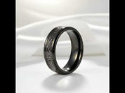 Black Beveled Titanium Wedding Band with Silk Inlay