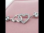 Double Heart Bracelet In Sterling Silver