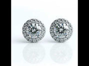 Four Prong Round Diamond Option Belle Dame Halo Earrings