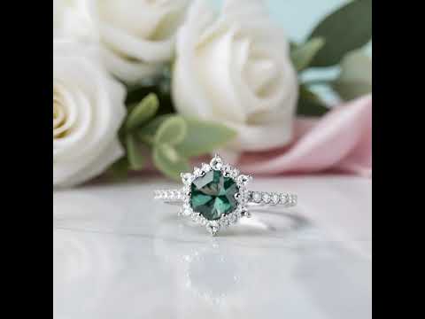 Hexagon Cut Moss Agate Anniversary Ring