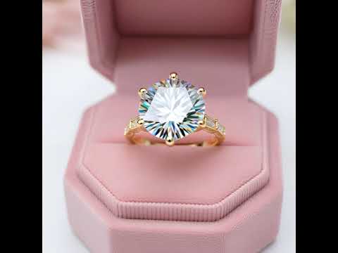 5 Carat Round Cut Crackling Diamond Option Engagement Ring