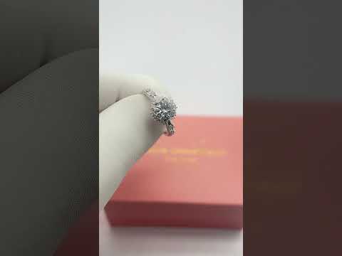 Full Moon- Radiant Celestial Moon Round Created Diamond Option Gothic Engagement Ring