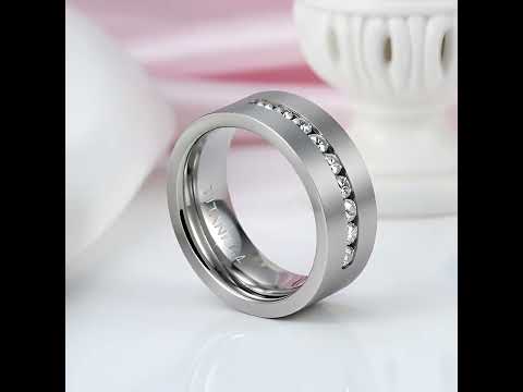 8mm Men's Diamond Titanium Wedding Band
