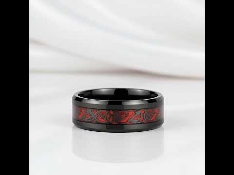 Celtic Dragon Men's 8mm Tungsten Wedding Band