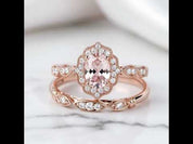 1.5 CT Oval Cut Pink Stone Ring Set In Rose Gold