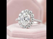 3.0 Ct Oval Cut Diamond Option Halo Engagement Ring