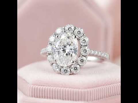 3.0 Ct Oval Cut Diamond Option Halo Engagement Ring