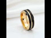 8mm Black and Gold Tungsten Men's Wedding Band