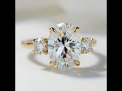 Yellow Gold Oval Cut Diamond Three Stone Engagement Ring