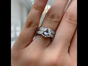 2Pcs Classic Round Cut Diamond Wedding Ring Set