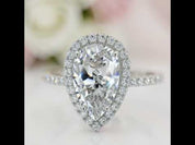 6.0 ct Pear Cut Diamond Option Halo White Gold Engagement Ring