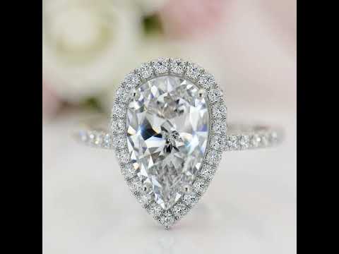 6.0 ct Pear Cut Diamond Option Halo White Gold Engagement Ring