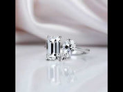 Unique Emerald Cut & Pear Cut Double Stone Engagement Ring