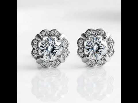 1.0 Ctw Diamond Option Flower Stud Earrings