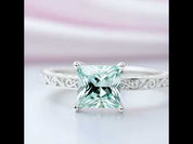 10k White Gold 2.5ct 7.5mm Blue Princess Cut Diamond Option Engagement Ring