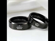 King & Queen Black Tungsten Wedding Band
