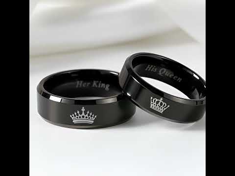 King & Queen Black Tungsten Wedding Band