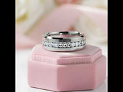 Diamond Option Inlay Beveled Edges Black 10k Gold Men's Wedding Band