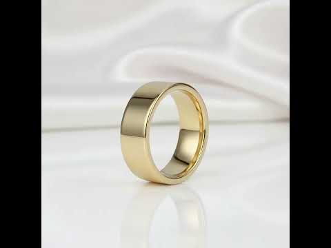Luxurious Yellow Gold Tungsten Wedding Band