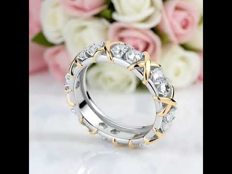 Yellow Gold X Diamond Option Two-Tone Wedding Band