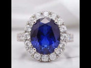 14k Solid White Gold 5.0ct Oval Sapphire Diamond Option Engagement Ring