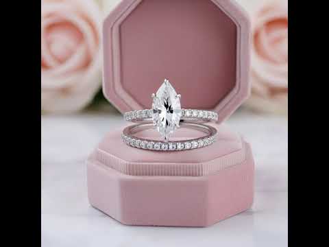 White Gold 1.5ct Marquise Cut Wedding Set