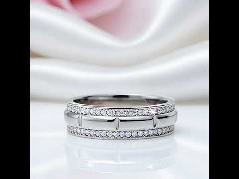 Round Cut Diamond Half Eternity Men's Ring Band