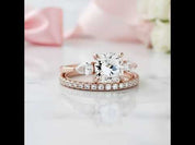 2.0ct Cushion Cut Three Stone Wedding Set