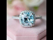 2.0 Ct Round Cut Blue-green Diamond Option Halo Engagement Ring