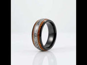 8mm Tungsten Wedding Band with Whiskey Wood Barrel & Aluminum Dross Inlay