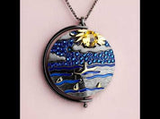 Rotatable Gemstone Charm Necklace