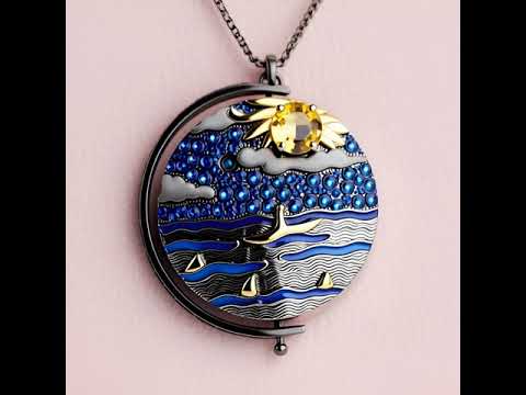 Rotatable Gemstone Charm Necklace