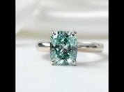 Rare Blue Green Cushion Cut Diamond Option Ring