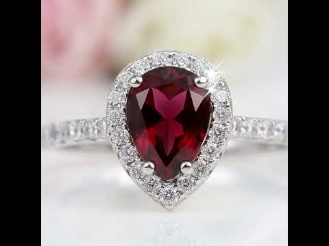 1.36 Ct Pear Cut Exquisite Garnet Simulant Ring