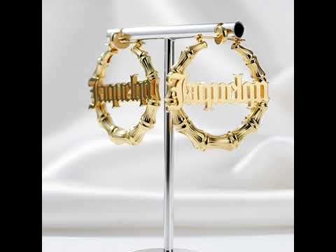 Custom Name 40mm-100mm Bamboo Earrings