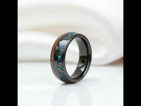 Men's Black Charm Rings 8mm Tungsten Carbide Wedding Band