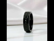 Beveled Edges Diamond Inlay Black Tungsten Men's Wedding Band