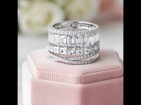 4PC Stackable Wedding Band Set